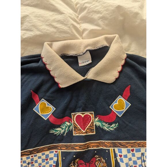 Vintage Act III Bear Cottagecore Collared Sweater Made in the USA Size Large - Picture 2 of 5